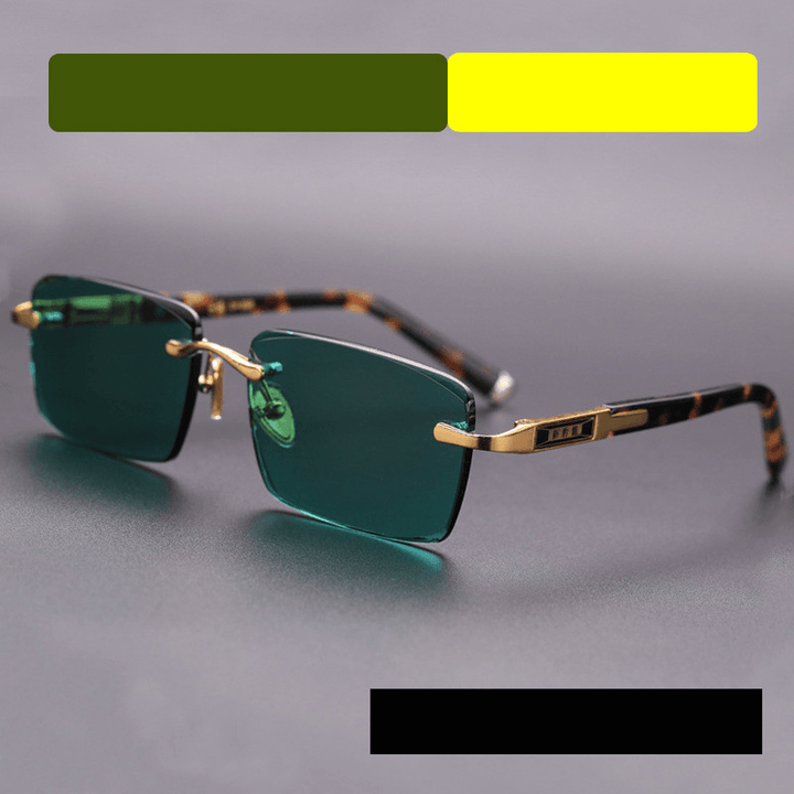 Lucky Dark Green Frameless Trimmed Sunglasses - MRSLM