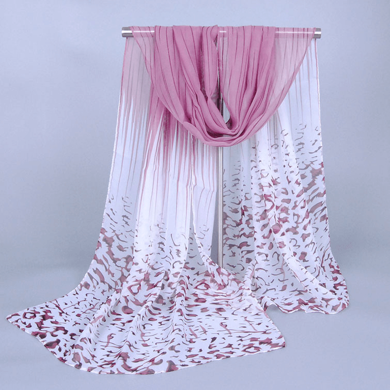 Leopard Print Chiffon Long Women'S Scarf - MRSLM