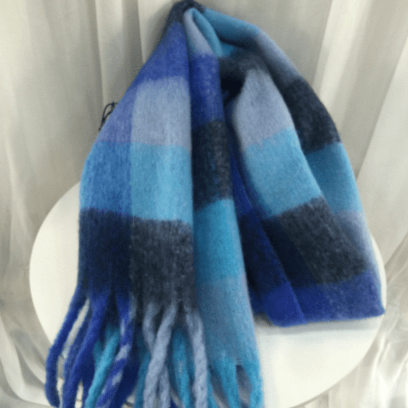 Women'S Autumn Colorful Striped Warm Cashmere Plaid Scarf - MRSLM