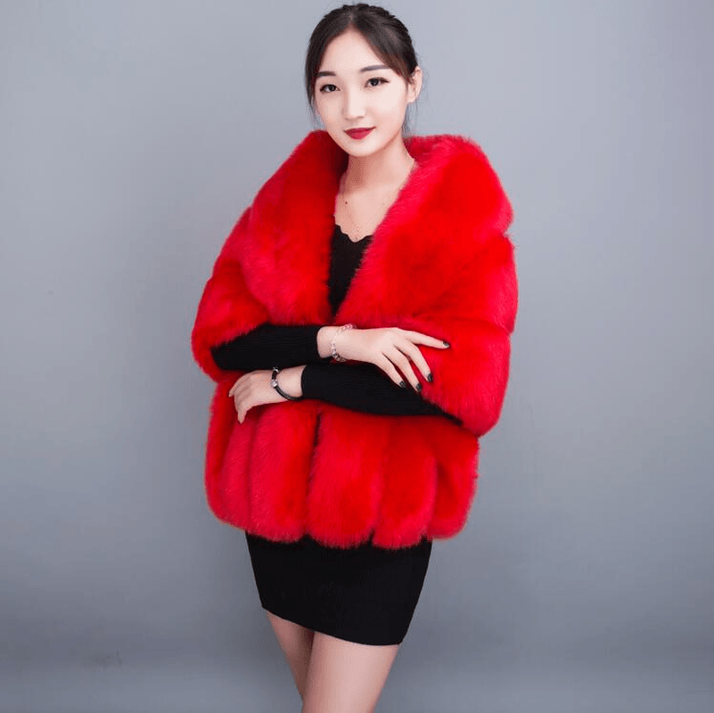 Women'S Fashion Faux Fur Three-Piece Shawl - MRSLM