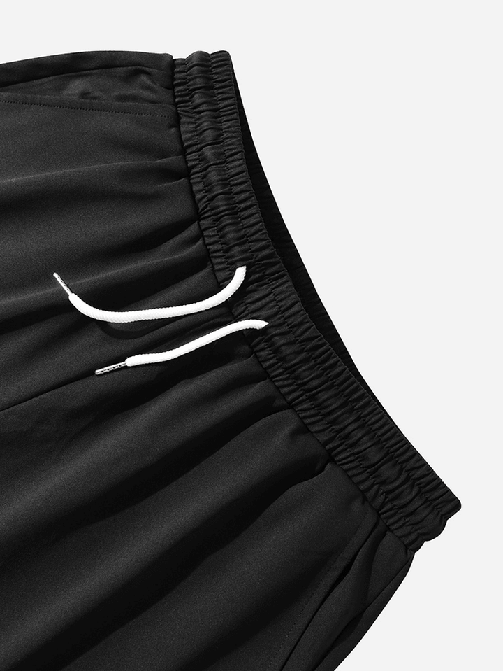 Mens NASA Label Leisure Black Elastic Waist Shorts with Side Pocket - MRSLM