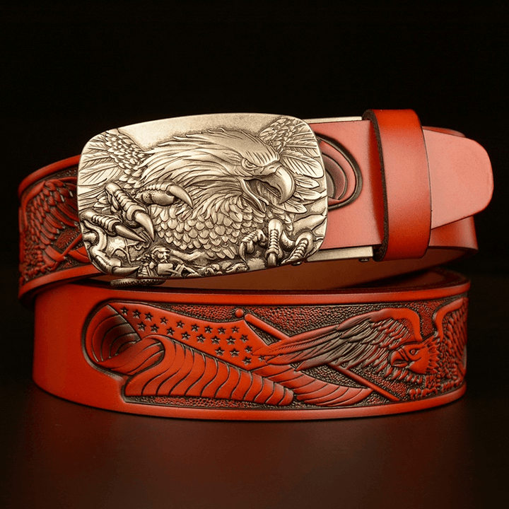 Fashion Temperament Eagle Head Automatic Buckle Men'S Belt - MRSLM
