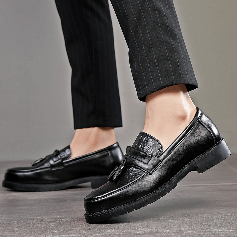 Men Microfiber Breathable Soft Bottom Pointed Toe Solid Comfy Casual Business Shoes - MRSLM