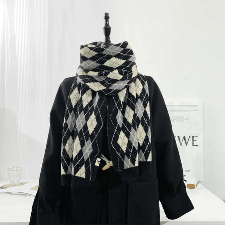 Warm Diamond Lattice Long Solid Color Soft Scarf - MRSLM