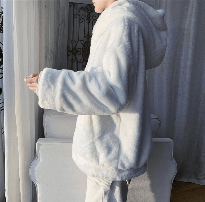 Fashion Simple Pure Color Lamb Cashmere Cotton Coat - MRSLM