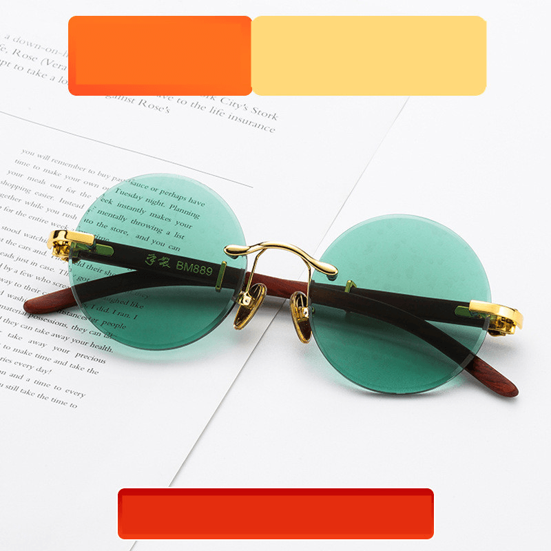 Lucky Dark Green Frameless Trimmed Sunglasses - MRSLM