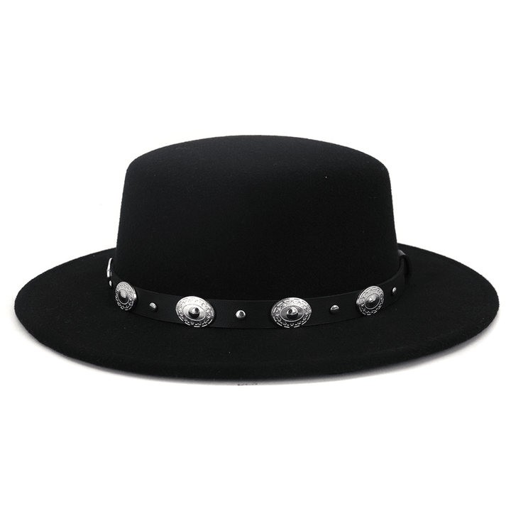 Simple Casual Warm Woolen All-Match British Fashion Metal Buckle Jazz Hat - MRSLM