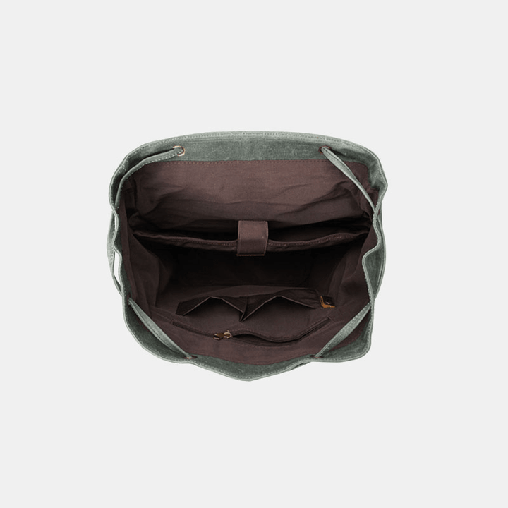 Men Vintage Canvas Leather Backpack Waterproof Travel Bag - MRSLM