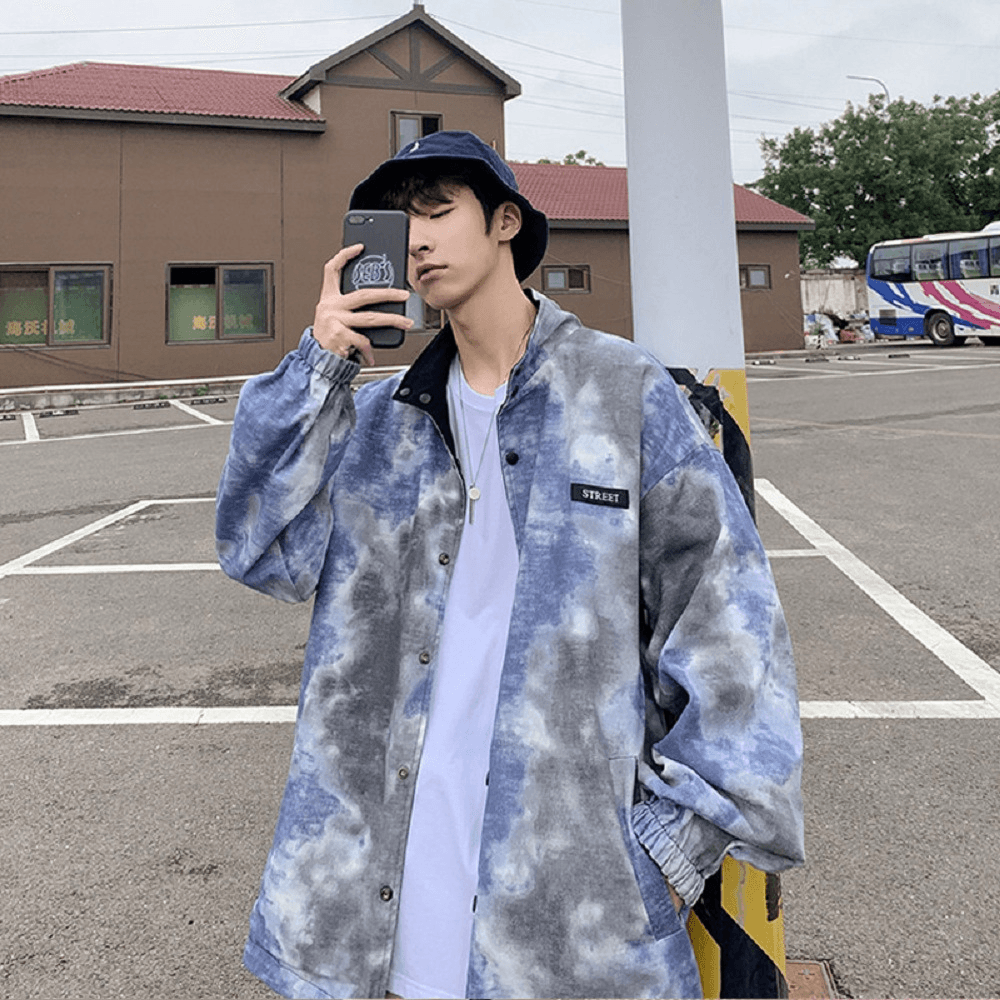 Both Sides Wear Bf Wind Tie-Dye Jacket Jacket Baseball Uniform Autumn - MRSLM