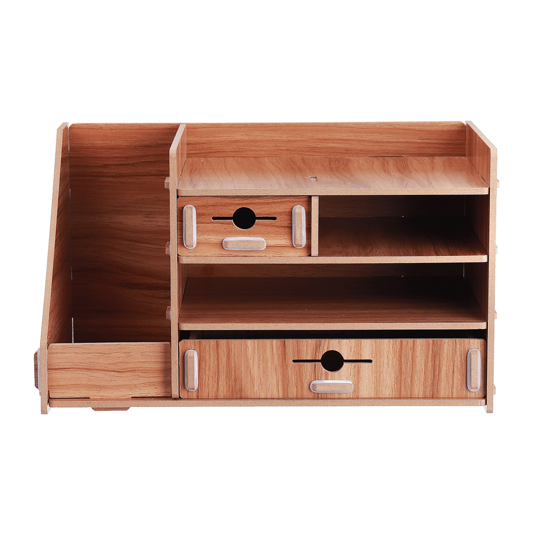 13.8X8X8" Wooden DIY Storage Box with Drawer Cosmetics Organizer Desktop Home Decorations - MRSLM