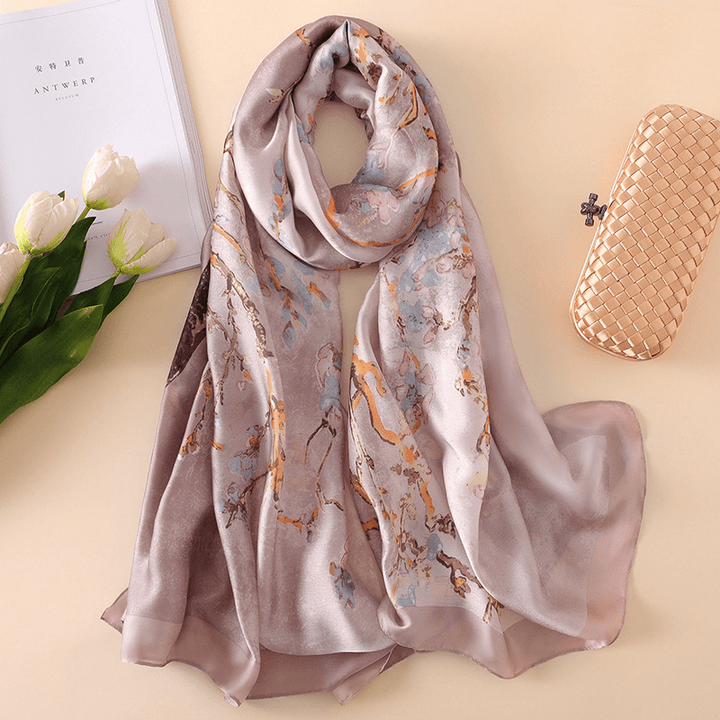 Fashionable Women'S Simple Printed Thin Silk Scarf - MRSLM