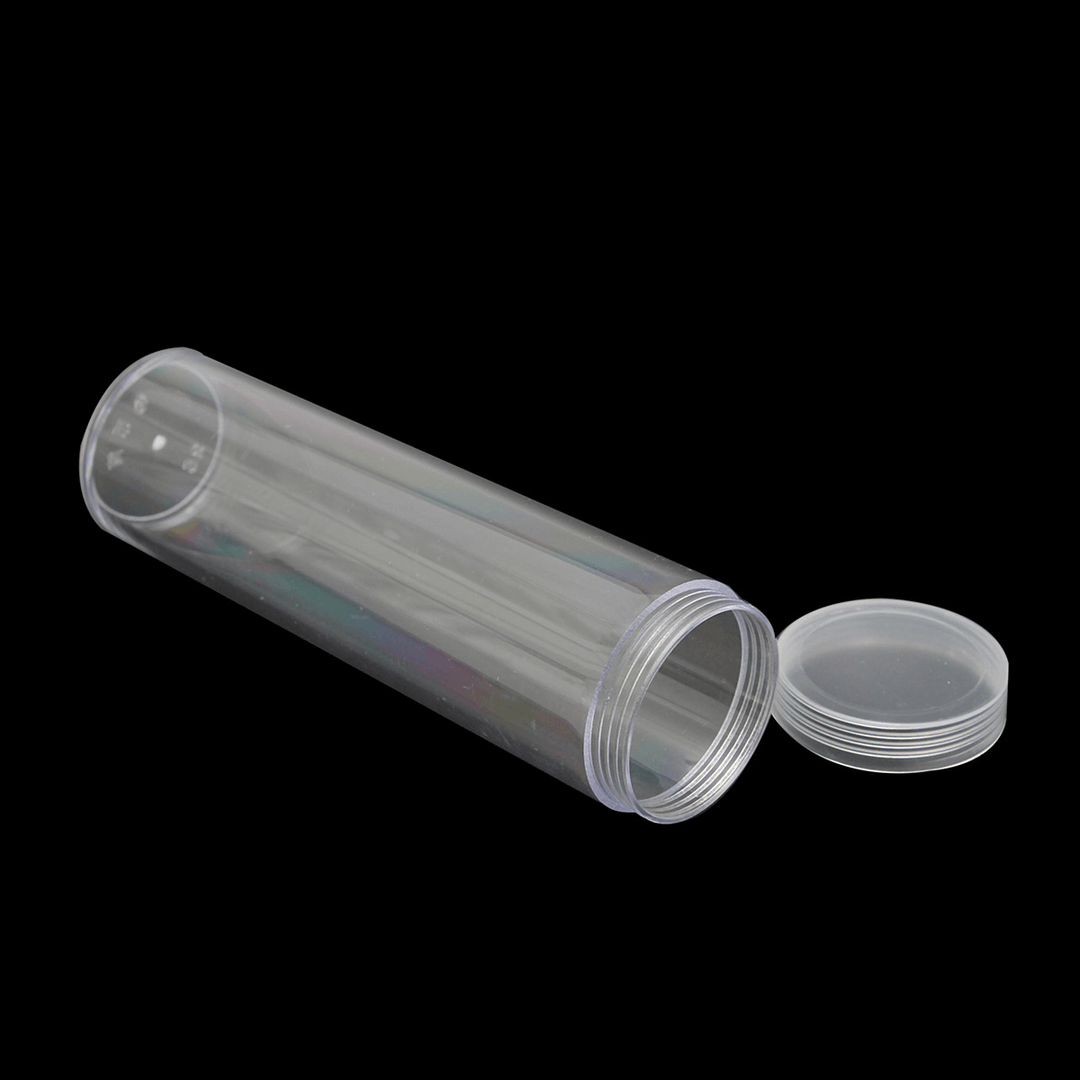 10Pcs/Set 25Mm round Clear Plastic Coin Tube Coin Holder Container for Quarter Dollar Storage Tube Screw - MRSLM