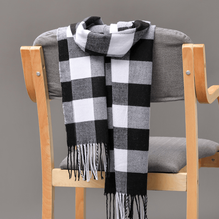 British Plaid Imitation Cashmere Tassels Couple Parent-Child Men'S Scarf - MRSLM