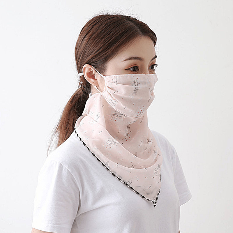 Fashion Printing Women'S Enlarged Neck Mask, Driving Sunshade and Sunscreen Mask - MRSLM