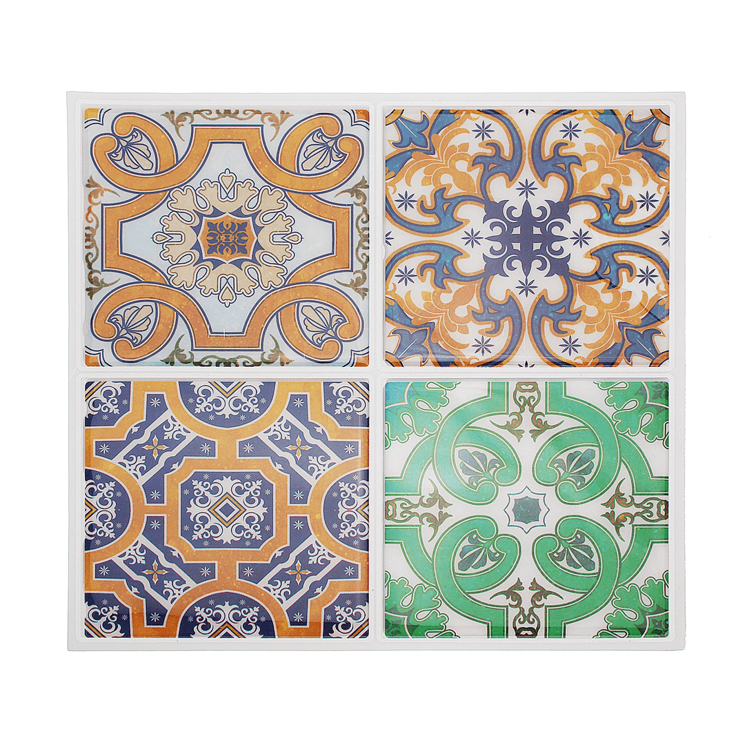 Wall Tile Sticker Self-Adhesive PVC Kitchen Bathroom Floor Home Decoration 10"X10" - MRSLM