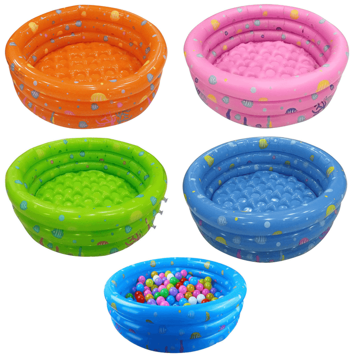 80CM 3 Ring Inflatable round Swimming Pool Toddler Children Kids Outdoor Play Balls - MRSLM
