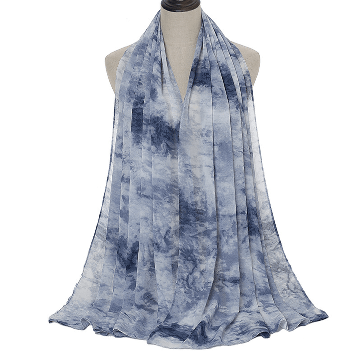 Tie-Dye Printed Pearl Chiffon Scarf Shawl - MRSLM