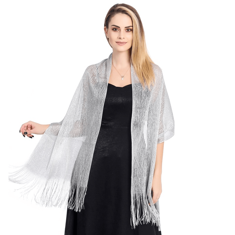 Lurex Flat Towel Bridal Prom Wedding Party Evening Dress Shawl - MRSLM