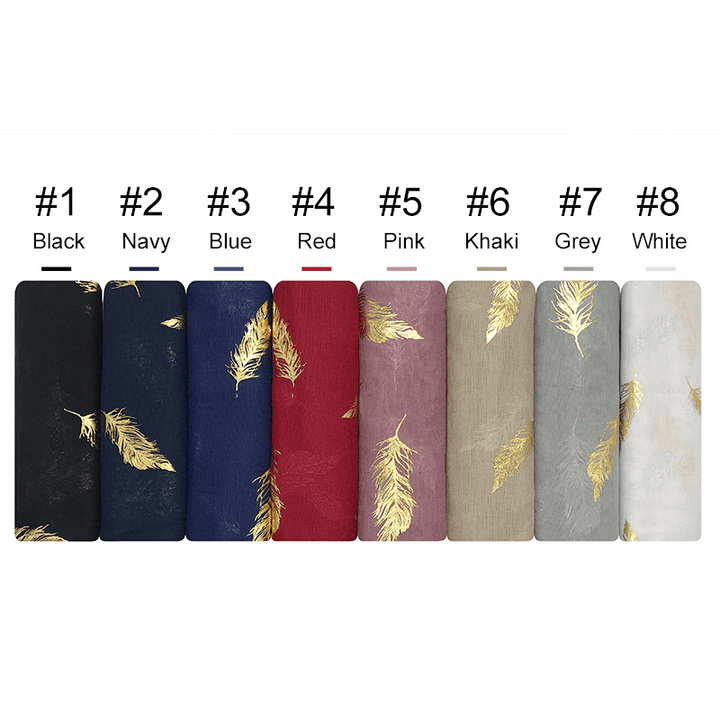 Gold Leaf Print Women'S Versatile Scarf Turban Shawl - MRSLM