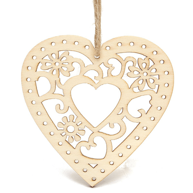 10Pcs Wooden Laser Cut Heart Shapes Craft Embellishments Decoration Wedding Favors - MRSLM
