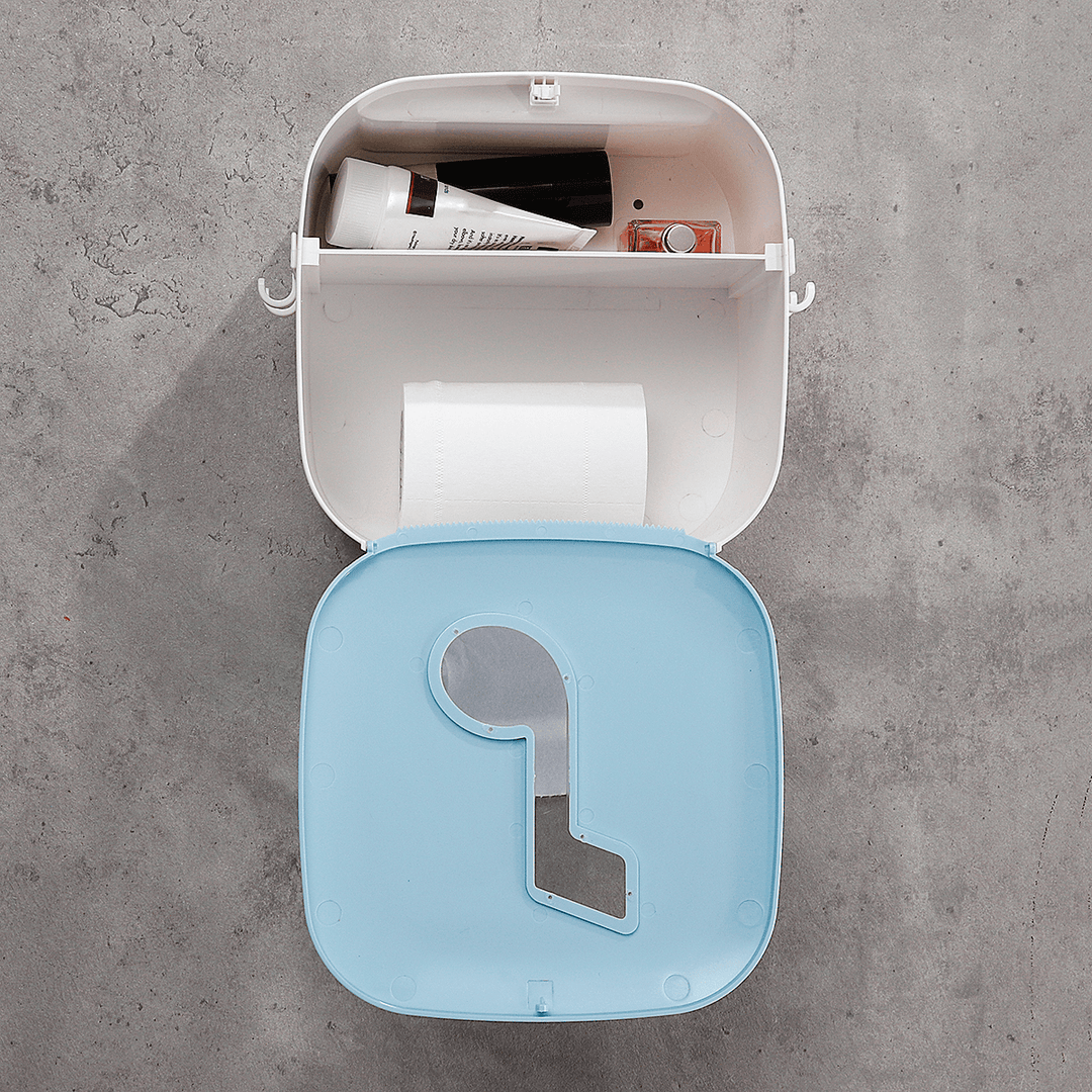 Wall Paper Holder Rack Tissue Box Cover Bathroom Toilet Storage Organiser Case - MRSLM