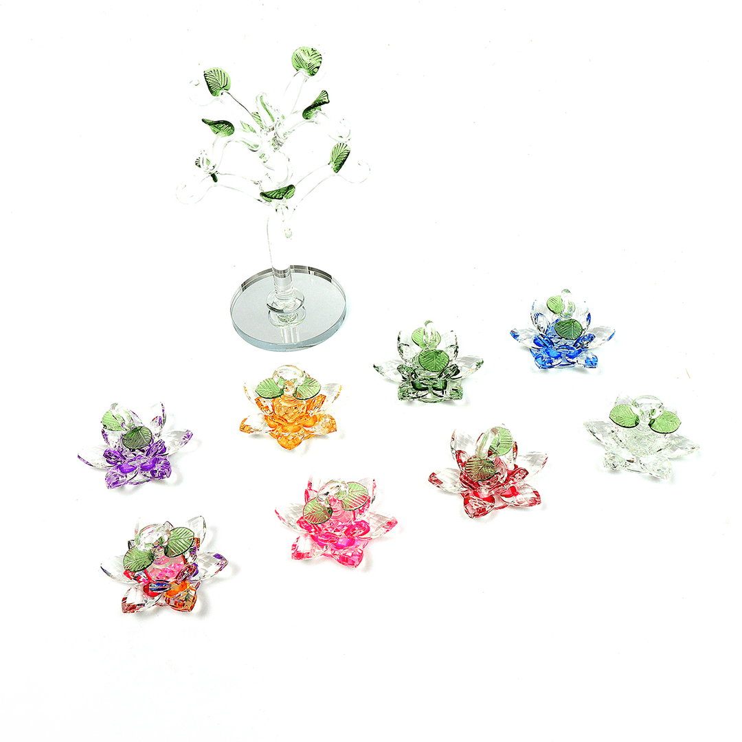 Transparent Chirstmas Tree Hanging Ornaments 60Mm Crystal Glass Lotus Miniature Figurine Home Decorations - MRSLM