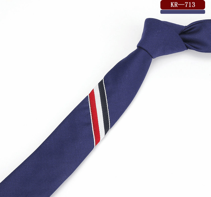 Men'S and Women'S British Super Narrow Casual Quality Cotton Tricolor Tie - MRSLM