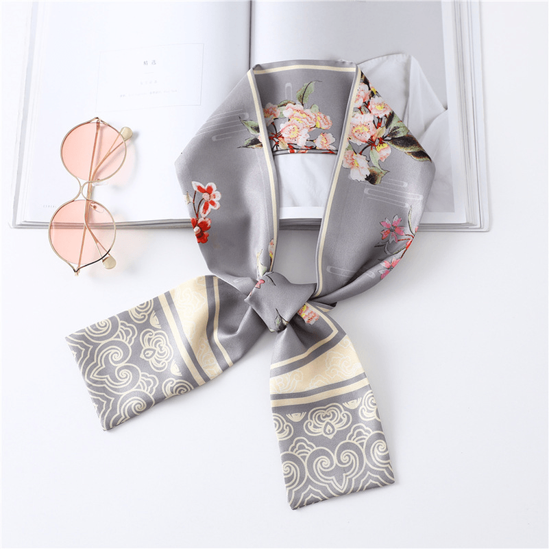 Narrow Long Silk Scarf Female Print Small Scarf Small Streamer Scarf - MRSLM