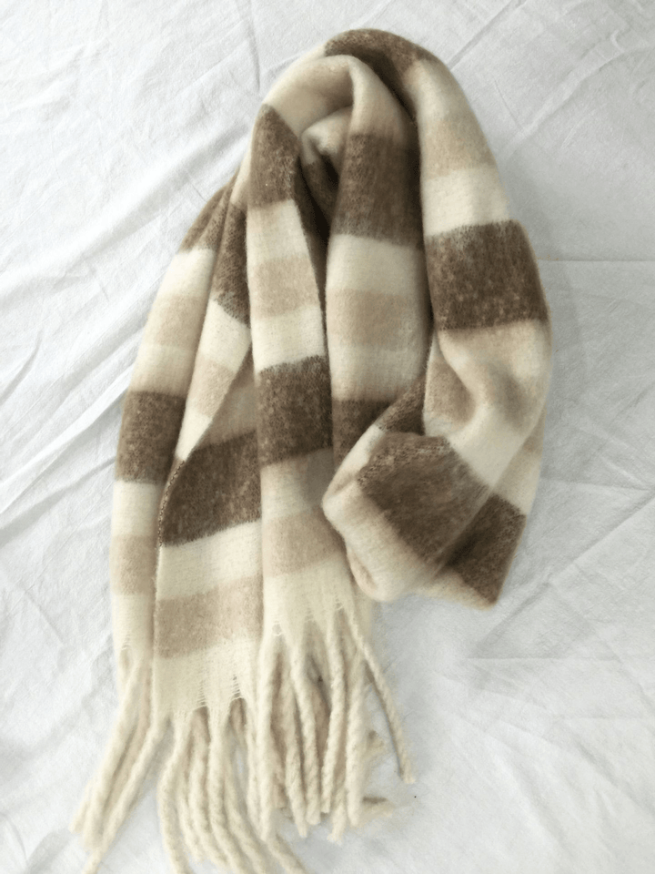 Women'S Autumn Colorful Striped Warm Cashmere Plaid Scarf - MRSLM