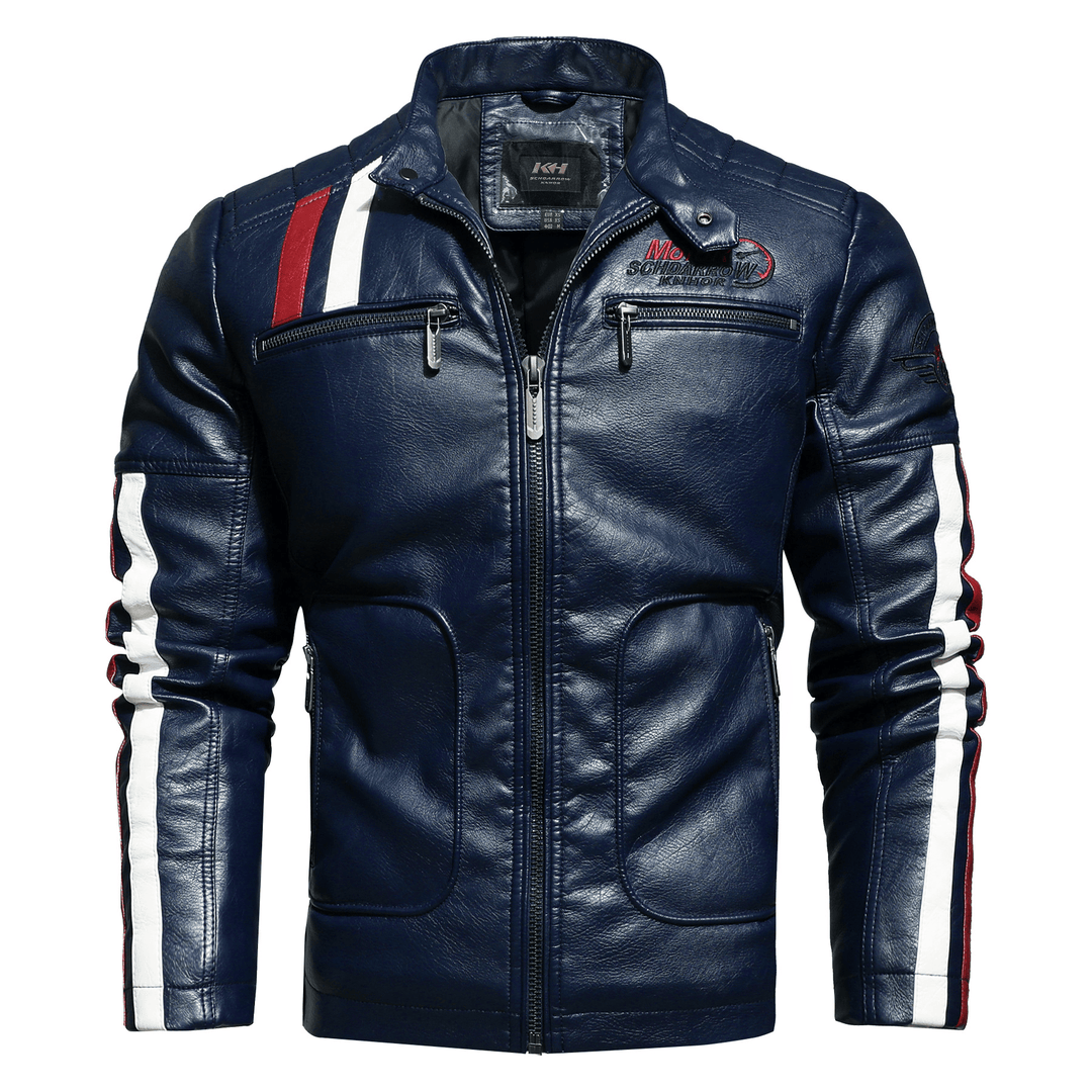 Men'S Leather Clothing Tide Motorcycle Leather Jacket Washed plus Cotton Leather Jacket - MRSLM