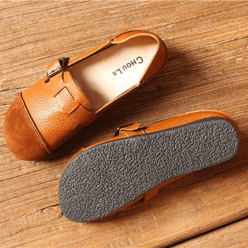 Women Casual Slip on Soft Leather Shoes Outdoor Low Top Flat Loafers - MRSLM