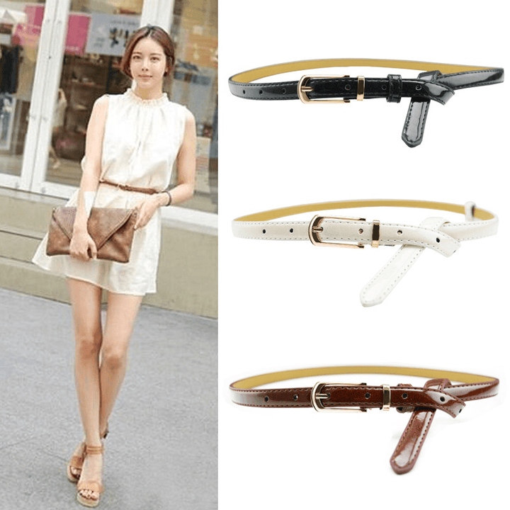 Candy Color Pin Buckle Ladies Patent Leather Pu Belt - MRSLM