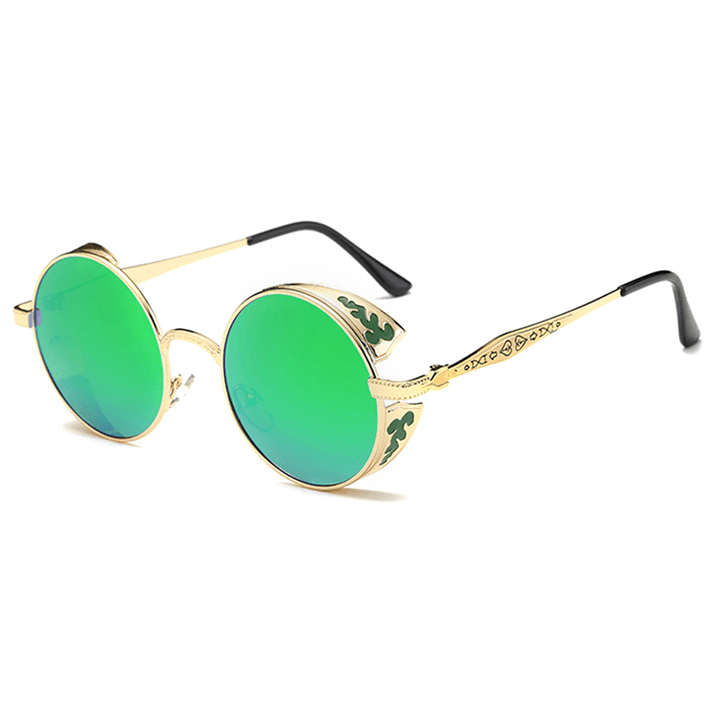 Women Punk round Ladies Polarized Sunglasses Outdoor round Frame Colorful Goggle - MRSLM