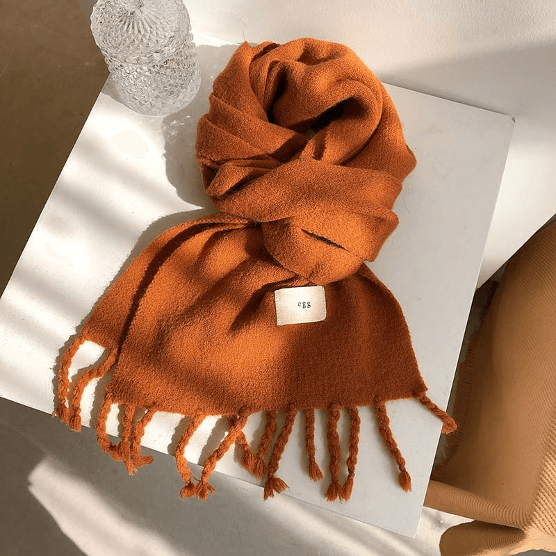 Pure Color Tassel Season Wool Knitted Couple Scarf - MRSLM