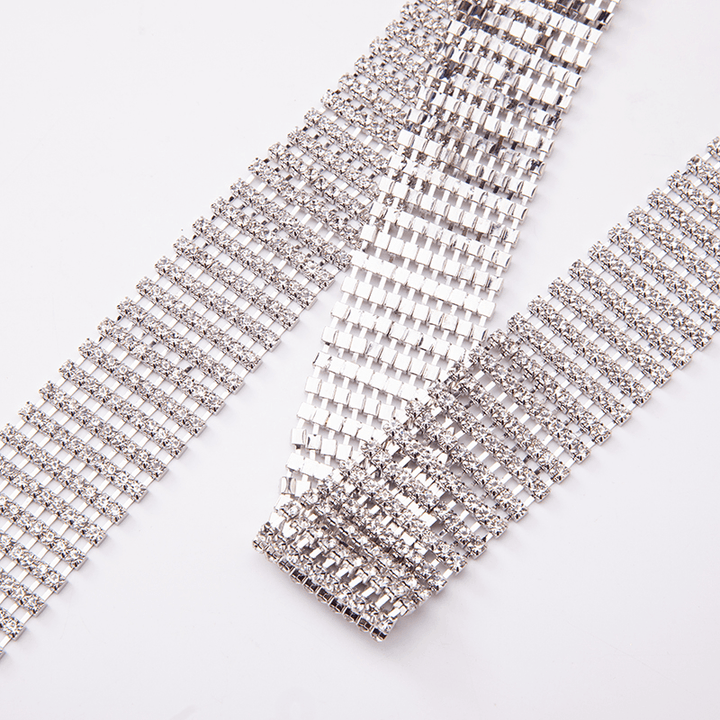 Women'S Shiny Alloy Belt with Rhinestones - MRSLM