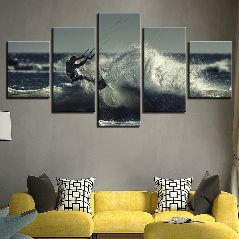 5PCS Modern Home Room Wall HD Art Picture Surfing Spray Painting Decor Walls Sticker - MRSLM