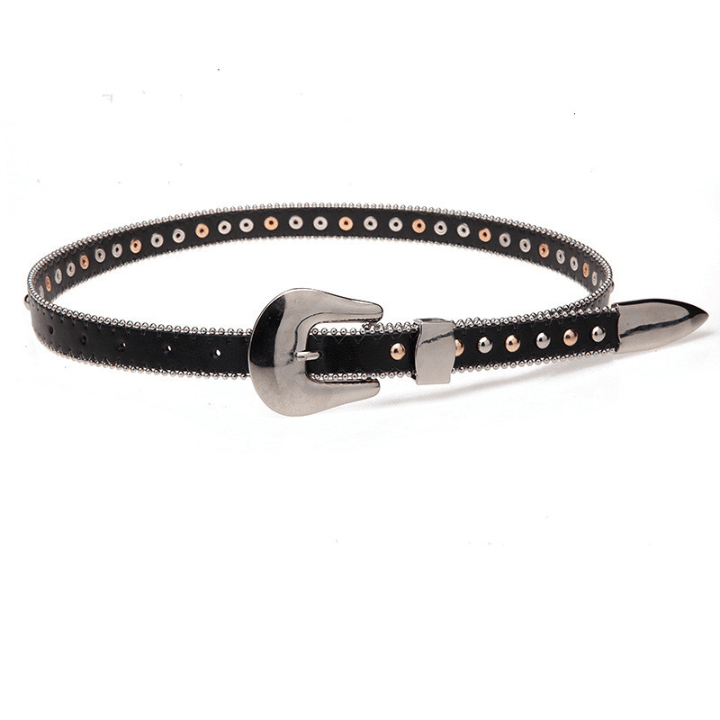 Women'S Belt Metal Willow Nail Beads Decorative Student Belt - MRSLM