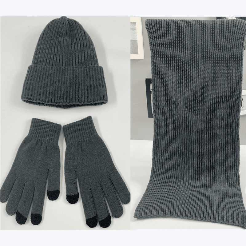 Multi-Piece Knitted Scarf Hat and Gloves Three-Piece Set - MRSLM