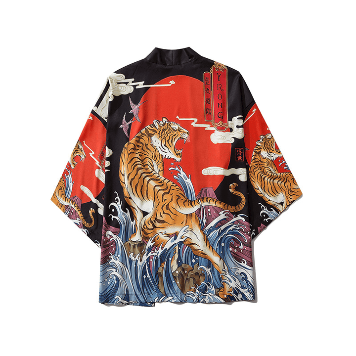 Japanese Ukiyo-E Robe Costume Tiger Print Kimono - MRSLM