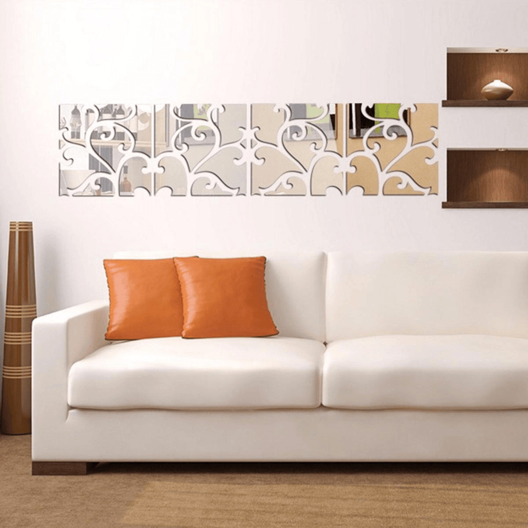 32Pcs/Set Removable 3D Vine Mirror Acrylic Wall Sticker Vinyl Decal Home Room Decorations - MRSLM