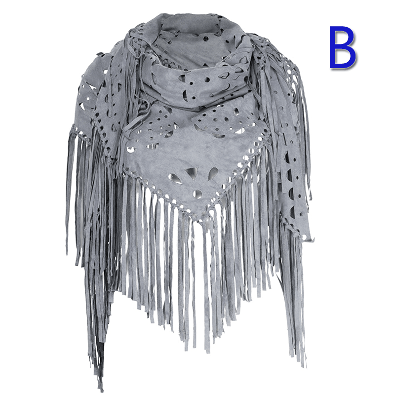 Stretch Suede Fringed Shawl Cape All-Match - MRSLM