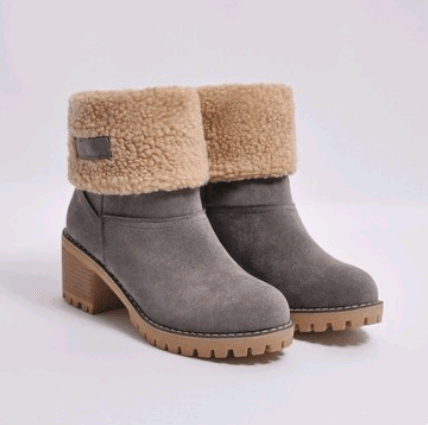 Mid-Tube Thick Heel Suede Snow Boots - MRSLM