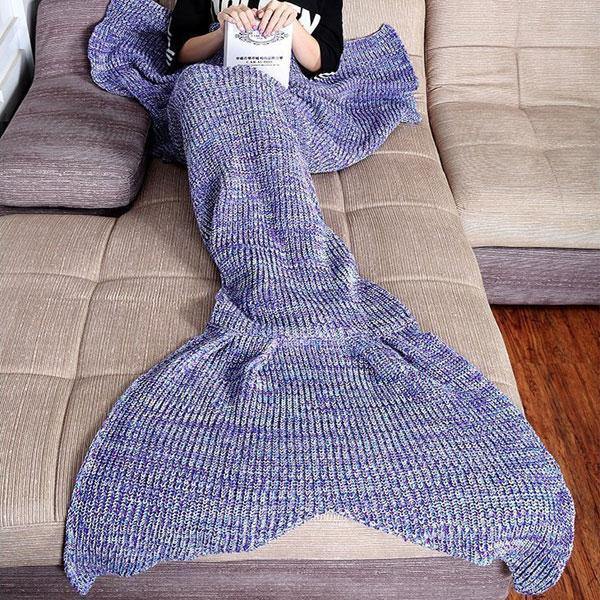 Honana WX-37 180x90cm Knitting Mermaid Tail Blanket Home Office Acrylic Fibers Warm Soft Sleep Bag - MRSLM
