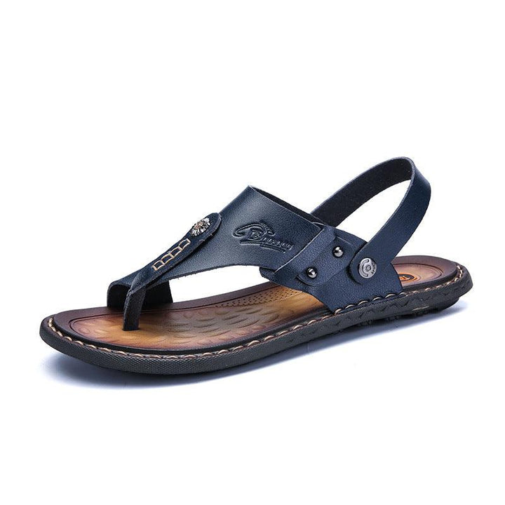 Men's two-toed leather plus-size sandals - MRSLM