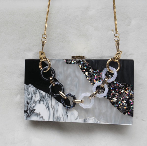 Acrylic hand dinner dress bag Luxury Marble Phone Clutch - MRSLM