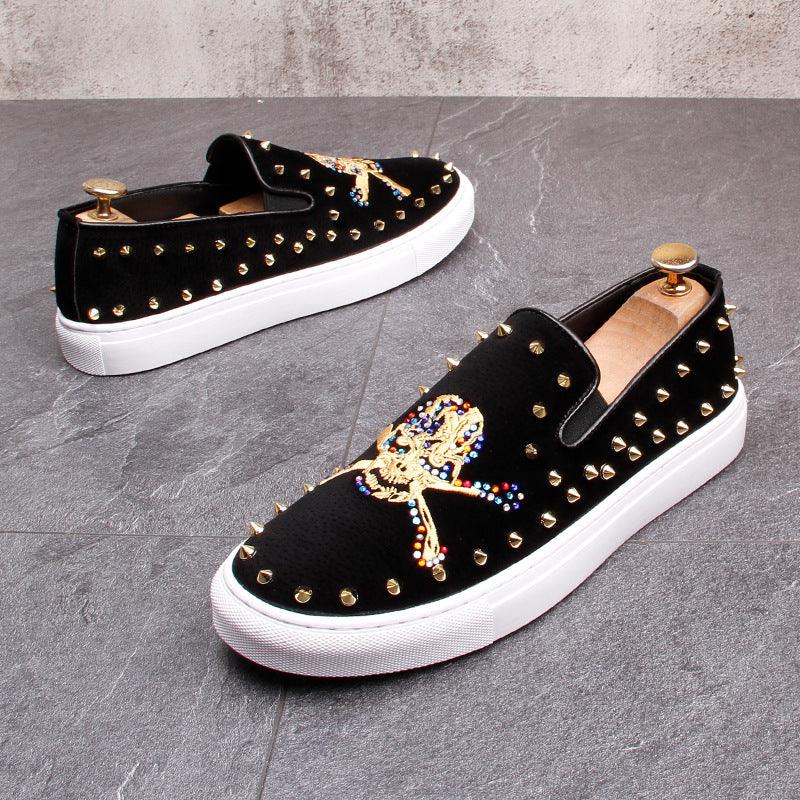 Hong Kong Trendy Brand European And American Trendy Men's Loafers Summer Fashion Personality Skull Casual Shoes Pedal Shoes Male Lazy - MRSLM