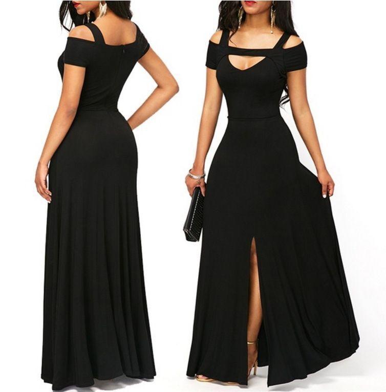 V-neck off-the-shoulder split long skirt - MRSLM