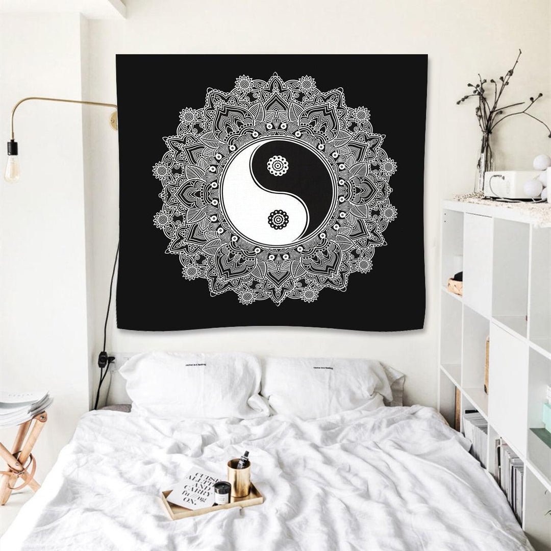 YingYang Mandala Tapestry Wall Hanging Indian Hippie Tapestry Mulit-functional Picnic Mat Bath Cloth For Indoor Home Decor - MRSLM