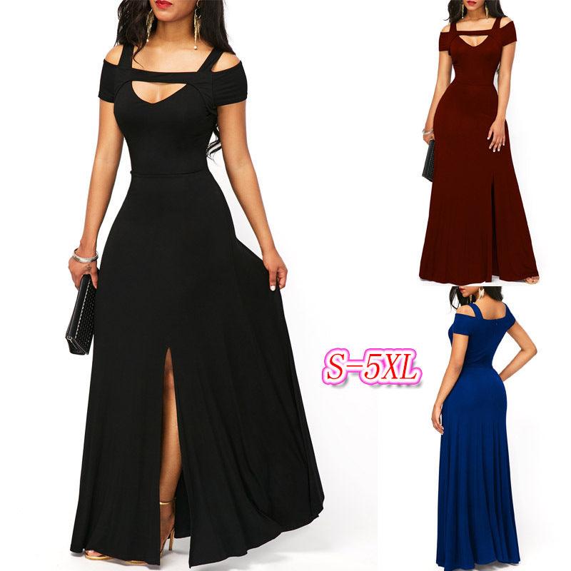 V-neck, off-the-shoulder slit, form-fitting dress - MRSLM