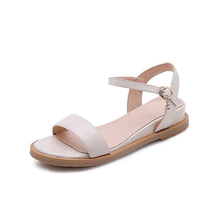 Everyday Open-toed Fashion Sandals With Flat-bottom Buckle - MRSLM